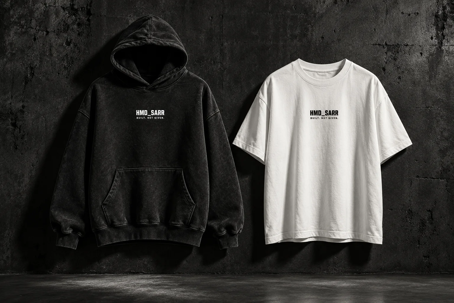 HMD SARR hoodie and oversized T-shirt, collection concepts